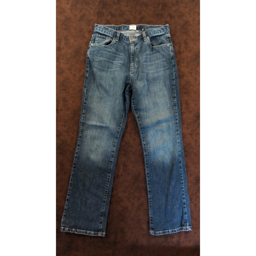 Calvin Klein Jeans Womens Stretch Straight Leg Medium Fade Blue Denim Pants 32